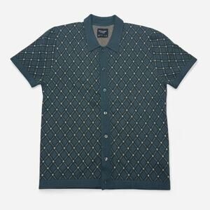 Abercrombie & Fitch Pattern Knit Button Up Polo Shirt Short Sleeve Size S